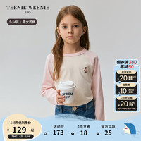 Teenie Weenie Kids小熊童装24冬季男女童时尚撞色插肩刺绣T恤 粉色 160cm