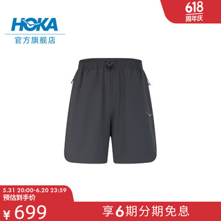 HOKA ONE ONE 女款夏季户外休闲运动短裤 OUTDOOR SHORTS 直筒百搭 黑色 XS