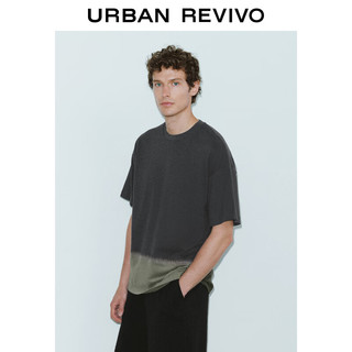 URBAN REVIVO 男士时尚设计感休闲撞色圆领短袖T恤 UMF440117 深灰 XS