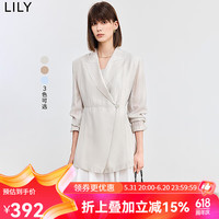 丽丽 LILY2024夏季莫代尔V领设计收腰X型垂顺松弛感轻薄西装外套 501灰色 M