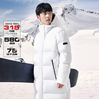 安踏（ANTA）雪壳羽绒服丨四防长款男女过膝连帽抗寒羽绒外套保暖面包 纯净白-4 3XL/男190