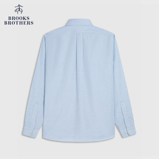 布克兄弟（BrooksBrothers）男士24春夏简约纯色清新刺绣logo休闲衬衫 4003-蓝色 M