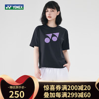 YONEX尤尼克斯羽毛球服套装短袖短裤男女同款运动套装快干透气 女款黑色短袖+黑色短裤 L