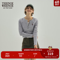 Teenie Weenie小熊2024年夏季假两件打底衫长袖T恤设计款上衣 中灰色 170/L