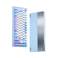 AULA 狼蛛 M75 三模機械鍵盤 淡霧藍 烈焰紫軸V2 RGB