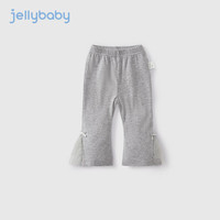 JELLYBABY女童打底裤夏款中小童微喇休闲裤小女孩洋气裤子薄宝宝九分裤夏季 花灰 130CM