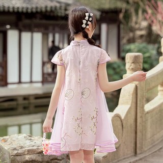 童装女童汉服连衣裙2024年儿童夏季中国风唐装旗袍裙子