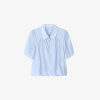 Basic House/百家好夏简约气质休闲法式衬衫女夏季2024 淡蓝 S90-105斤
