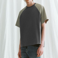 URBAN REVIVO 男士时尚休闲撞色拼接棉质短袖T恤UML440103 深灰 M