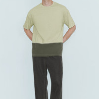 URBAN REVIVO 男士时尚简约渐变刺绣圆领短袖T恤UMF440118 灰绿 M