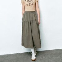 URBAN REVIVO 女士简约风松紧腰超宽松廓形长半裙UWU540049 石色 M