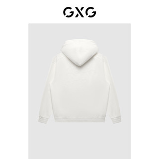 GXG 男装 极简系列白色磨毛潮流刺绣连帽卫衣22年冬季