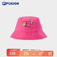 FILA FUSION斐乐潮牌款圆帽2024秋季时尚趣味盆帽渔夫帽 玫朱红-RD M