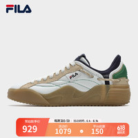 FILA 斐乐男鞋ARTMOSPHERE摩登板鞋2024夏季流光鞋休闲鞋 明亮白/米黄色-BB 40.5