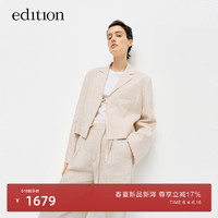 edition【董洁同款】2024夏截短系带亚麻女绅士西装外套西服