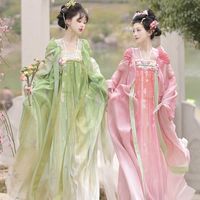 茗月萱 [碧玉海棠]茗月萱原创唐制汉服女刺绣对襟衫齐胸裙日常套装夏季款