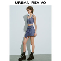 URBAN REVIVO 女装复古氛围工装休闲短款牛仔半裙 UWL840138 紫色 L