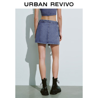 URBAN REVIVO 女装复古氛围工装休闲短款牛仔半裙 UWL840138 紫色 M