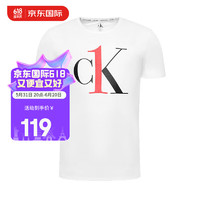 卡尔文·克莱恩 Calvin Klein CK男士T恤 短袖时尚经典夏装 NM1903E 7UM白色 M