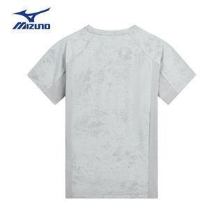 美津浓（MIZUNO）/Mizuno儿童夏季ins风短袖上衣透气舒适休闲运动t恤 灰蓝色 140CM(65-75斤)