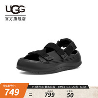 UGG 夏季男士舒适厚底Z字束带魔术贴休闲凉鞋沙滩鞋 1153078 BLK  黑色 42 BLK | 黑色