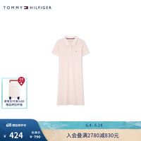 TOMMY HILFIGER 24春夏童装女小绣标三粒扣微弹POLO连衣裙TH2422766 粉色001 4/110cm