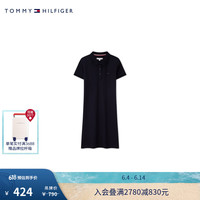 TOMMY HILFIGER 24春夏童装女小绣标三粒扣微弹POLO连衣裙TH2422766 藏青色002 14/155cm