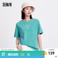 森马（Semir）森马大力水手联名短袖T恤女夏季2024宽松做旧衣服 绿色调00344 M 160/84A