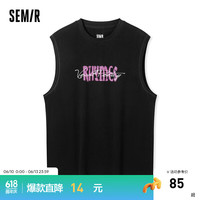森马(Semir)背心男2024夏季时尚潮流撞色印花针织无袖上衣 黑色90001 175/92A/L