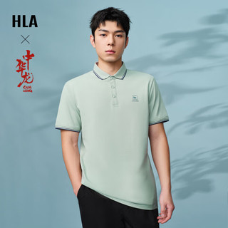 HLA海澜之家短袖POLO衫男24新中华龙翻领凉感短袖男夏季 170/88A(M) 凉感抗菌防螨-浅绿（净色）(7B)