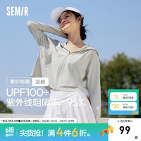 森马（Semir）防晒衣女UPF100+撞色插肩袖短款外套2024夏宽松凉感连帽夹克 雅致灰-晨灰20154 175/96A/XXL