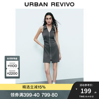 UR2024夏季女装潮流休闲字母双拉链收褶连衣裙UWV740059 深灰 S