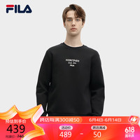 FILA 斐乐男子套头卫衣2024春字母时尚休闲针织上衣 正黑色-BK 175/96A/L