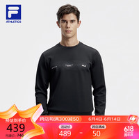 FILA 斐乐男子套头卫衣2024春简约基础运动针织上衣 深黑-BK 190/108A/XXXL