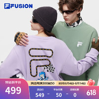 FILAFUSION斐乐潮牌款针织加绒卫衣冬季男女装时尚套头衫 奇幻紫-VT 180/100A/XL