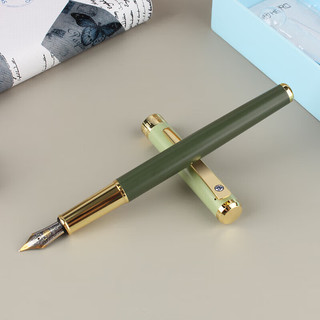 HERO 英雄 钢笔 A06-1莫兰迪铱金练字成人日用书写商务办公签字墨水笔 EF尖 军绿色