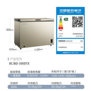 美菱冰柜300升卧式家用商用减霜冷藏冷冻大容量冷柜一级能效BC/BD-300DTX-炫金 300L