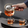 古朴堂 耐热高硼硅玻璃茶壶带木把550ml+2只杯子