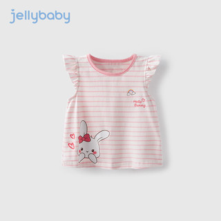 JELLYBABY女童t恤夏2024宝宝粉色上衣夏装幼童小飞袖夏季衣服3岁婴幼儿短袖