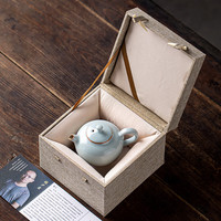 金镶玉张少君老师手作汝窑君子壶功夫茶具陶瓷泡茶壶汝窑开片可养茶壶 张少君手作汝瓷君子壶 230ml