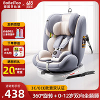 比途（BOBEITOO）德国儿童座椅0-12岁汽车用婴儿宝宝360度旋转ISOFIX硬接口 时尚灰（ISOFIX接口+自由旋转）