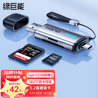 IIano 绿巨能 Iano 绿巨能 llano） USB/Type-C读卡器3.0高速SD/TF卡多功能合一单反相机佳能手机iPad行车记录仪监控存储内存卡