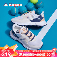 KAPPA卡帕男鞋运动老爹鞋子男2024春夏季透气跑步鞋轻便软底休闲鞋 冬日白/午夜蓝 37