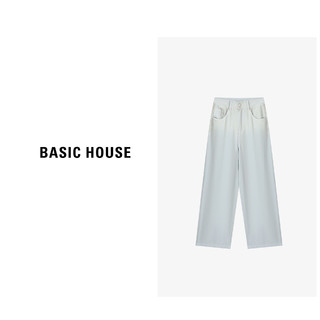 Basic House/百家好垂感牛仔裤休闲裤高腰直筒牛仔裤-B0624A58912 艾青色 S85-100斤