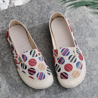 YWDM 老北京布鞋女鞋子女2022夏季网鞋女透气网鞋ins小香风平底鞋 红色波点 38