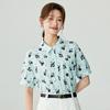 INMAN 茵曼 棉国风熊猫印花短袖衬衫女2024夏季舒适减龄复古气质衬衣