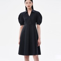 peoleo 飘蕾 色气质优雅V领连衣裙女2023夏季新款时尚休闲短袖裙