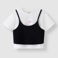 Gap 盖璞 女士纯棉刺绣logo可拆卸吊带短袖T恤上衣 873959