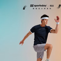 HLA 海澜之家 男士马术运动速干圆领短袖短袖T恤 HNTBW2W184A 藏青 L