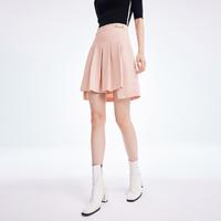 LILY商务时尚 销夏季气质纯色不规则修身高腰A字半身裙女短裙